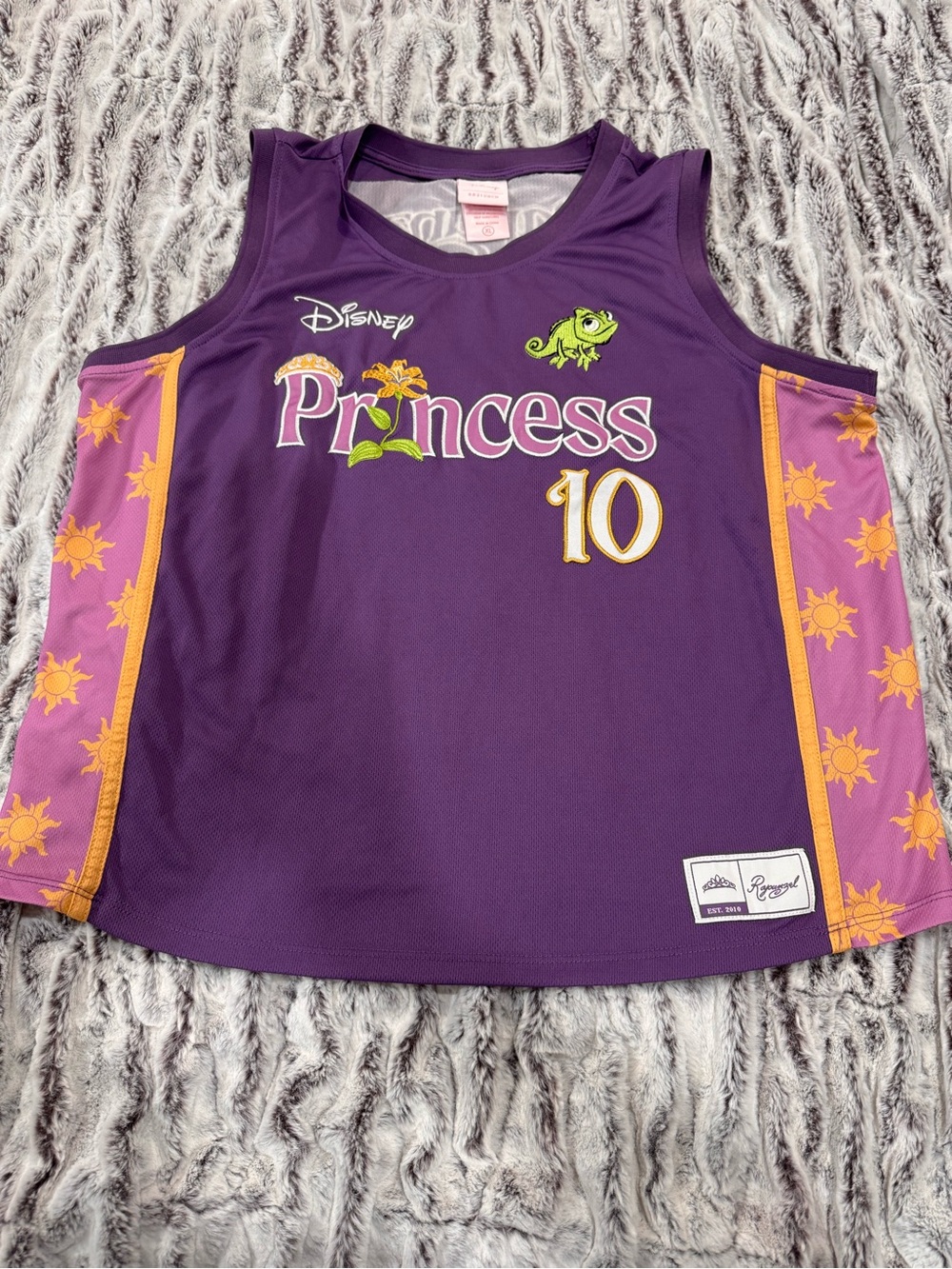 Disney Tangled Rapunzel Embroidered Women's xl  Size Cropped Basketball Jersey